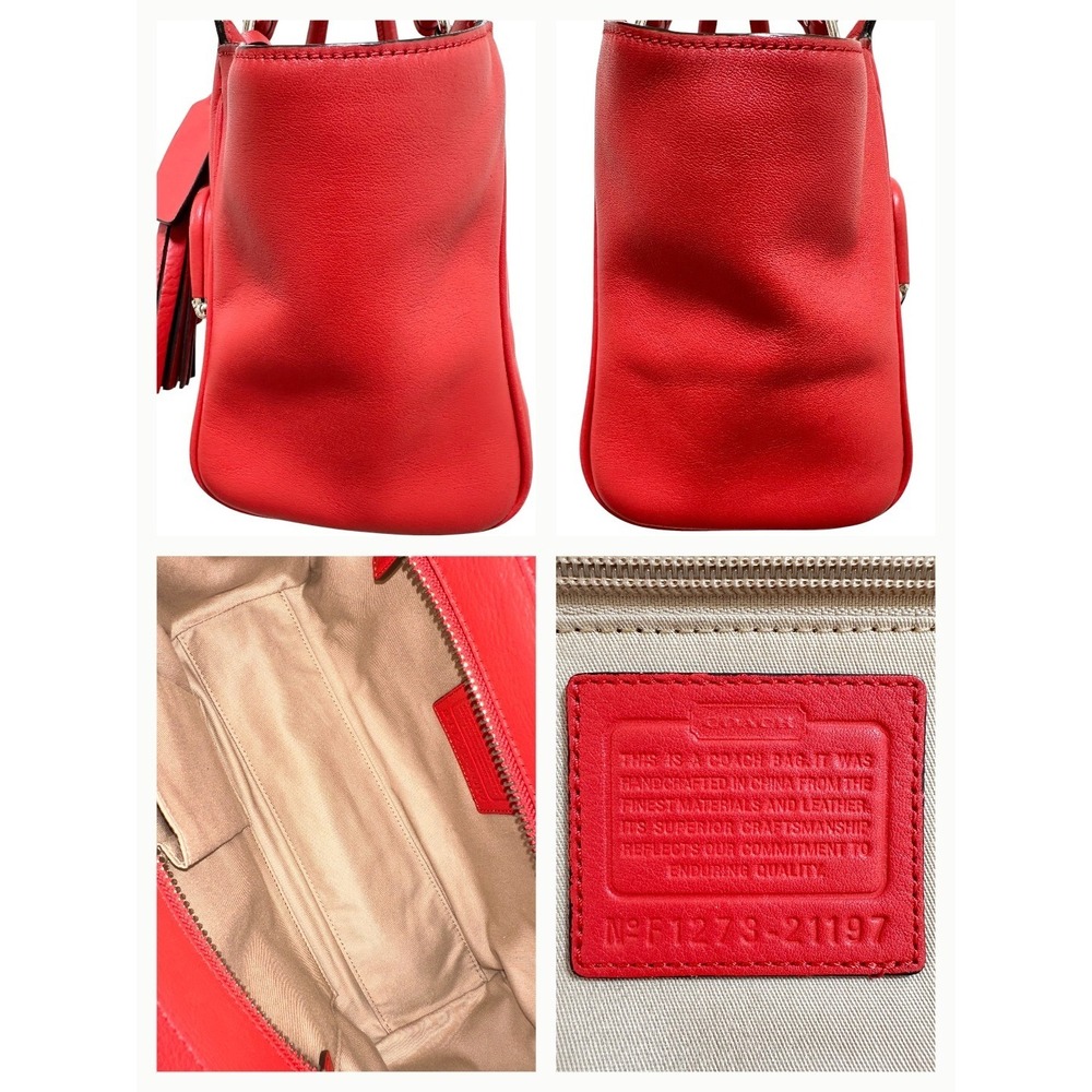 Coach Legacy Archive Double Kisslock Satchel Leather Red Tassel 21197 - Picture 7 of 8
